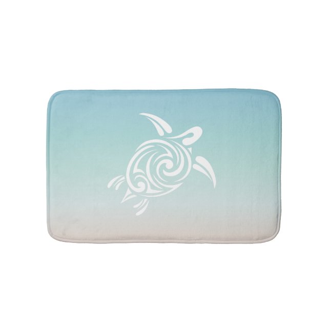 White Turtles Beach Themed Bath Mat (Front)