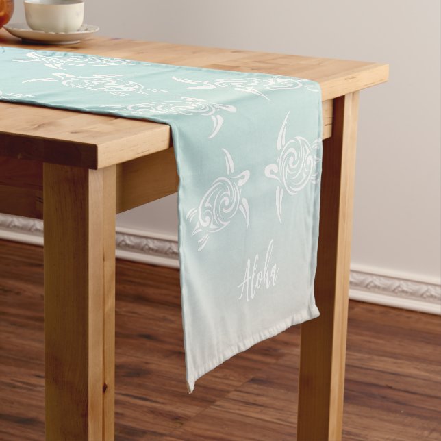 White Turtles Beach Themed Short Table Runner (In Situ)