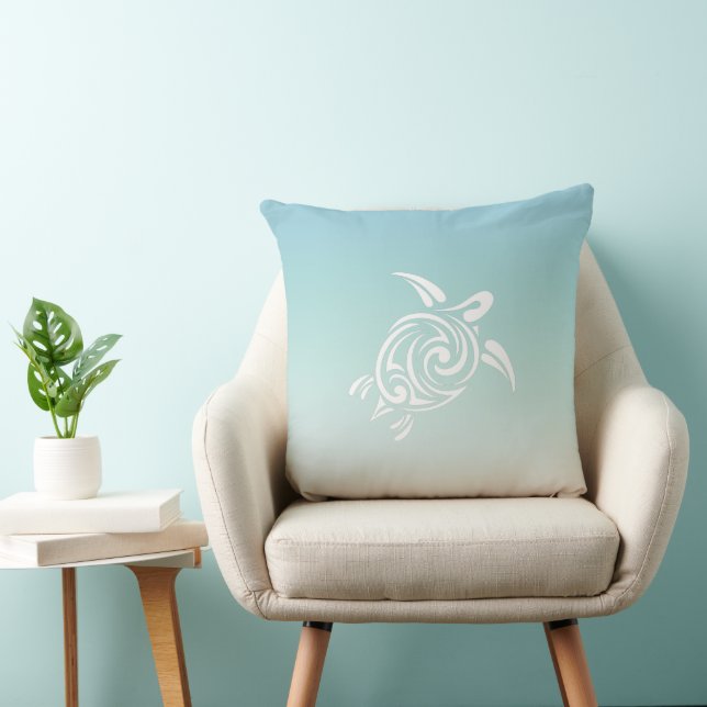 White Turtles Beach Themed Throw Pillow (Chair)