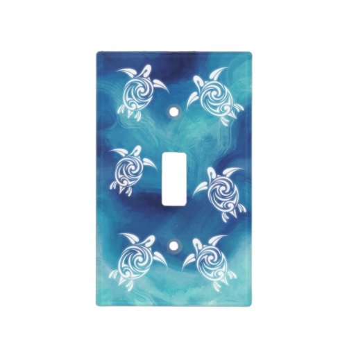 White Turtles Blue Ocean Watercolor Light Switch Cover