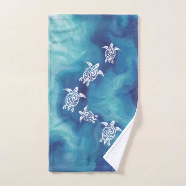 White Turtles in Blue Ocean Hand Towel (Hand Towel)