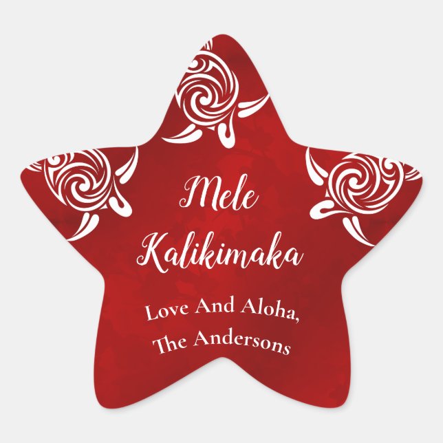 White Turtles | Mele Kalikimaka Hawaiian Christmas Star Sticker (Front)