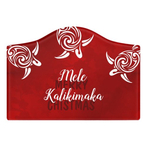 White Turtles Red  Mele Kalikimaka  Custom  Door Sign