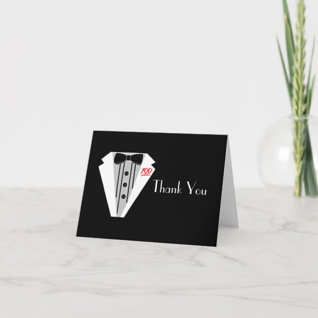 White Tuxedo 100 Thank You Card (Front)