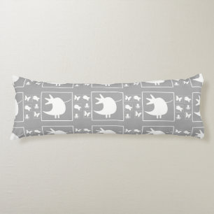White Tweety Bird On Grey Baby Nursery Kids Body Pillow