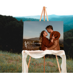 White Twig Big Photo Script Welcome Wedding Foam Board