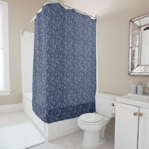 White twigs on blue. shower curtain