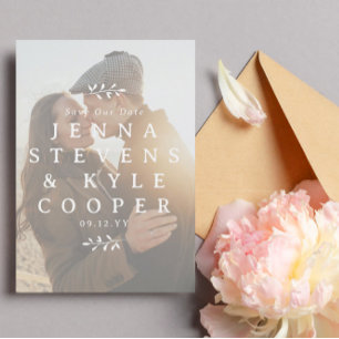 White Twigs Typography Photo QR Code Save Our Date Save The Date