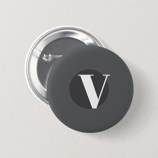 White typography custom initial gray button (Front & Back)