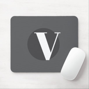 White typography custom initial gray mouse pad