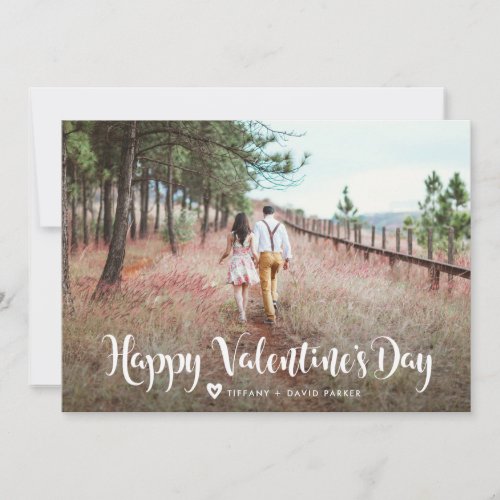 White Typography  Happy Valentines Day Photo Holiday Card