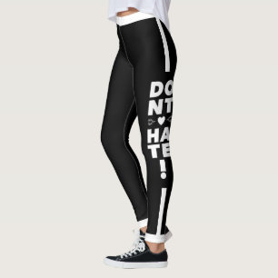 White Typography on BLACK Leggings
