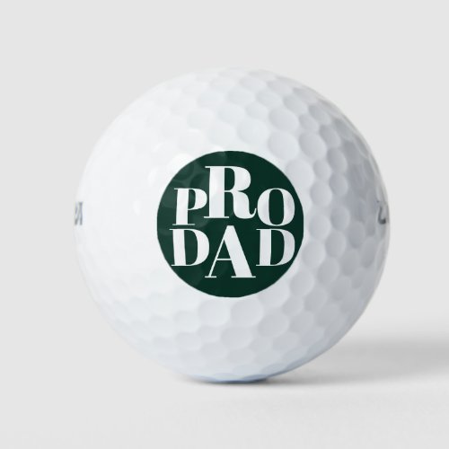 White Typography on Green Pro Dad Golfers Golf Balls