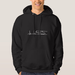 White UH-1 Huey Helicopter Heartbeat Pulse Hoodie