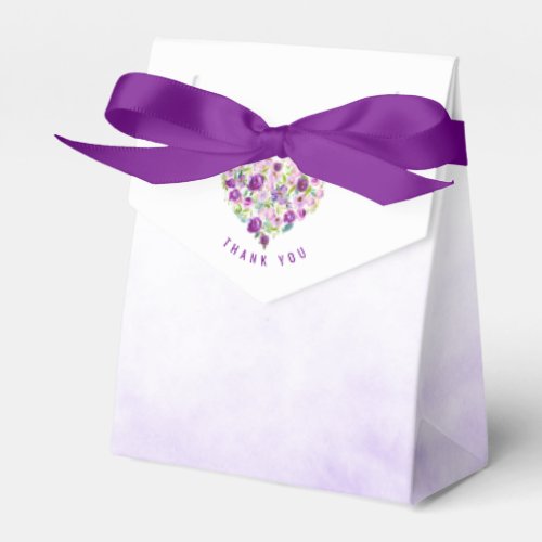 White UltraViolet Purple Floral Heart Wedding Favor Boxes