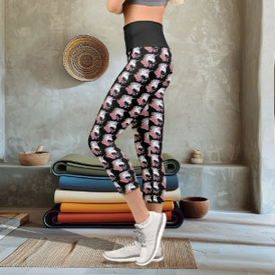 White Unicorn and Flowers Capri Leggings