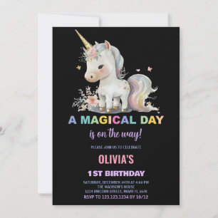 White Unicorn Birthday Invitations