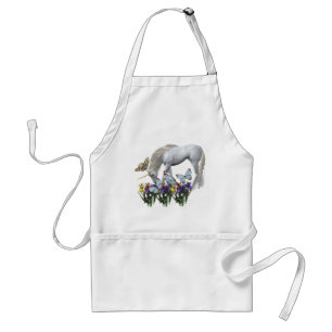 White Unicorn Butterflies Fantasy Apron