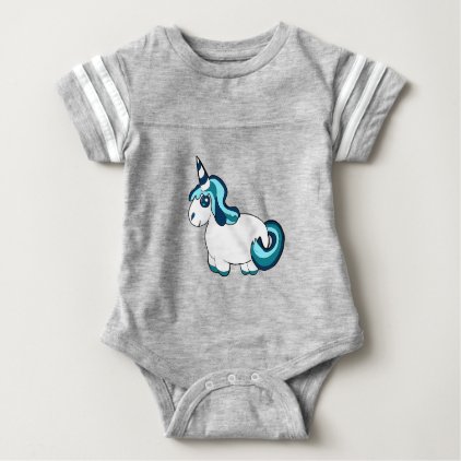 White Unicorn Cartoon Baby Bodysuit