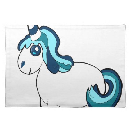 White Unicorn Cartoon Placemat