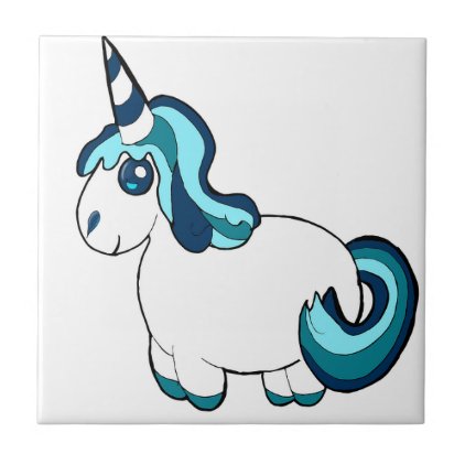 White Unicorn Cartoon Tile