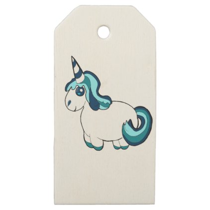White Unicorn Cartoon Wooden Gift Tags