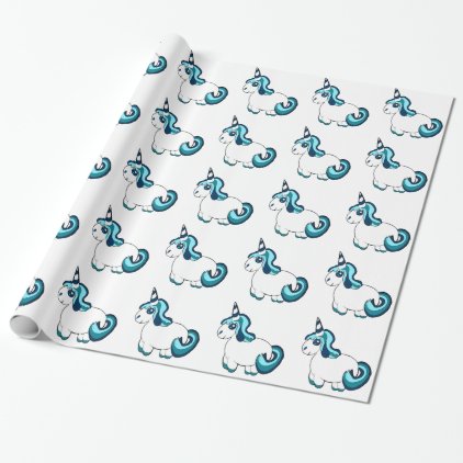 White Unicorn Cartoon Wrapping Paper