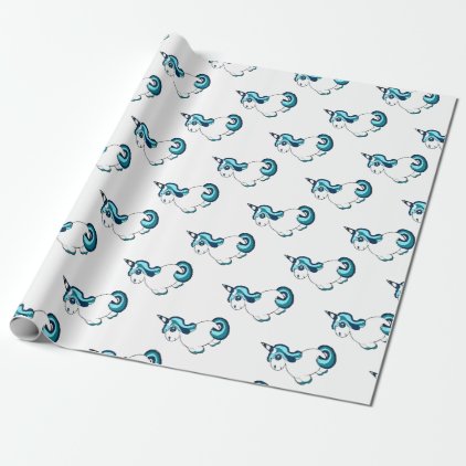 White Unicorn Cartoon Wrapping Paper