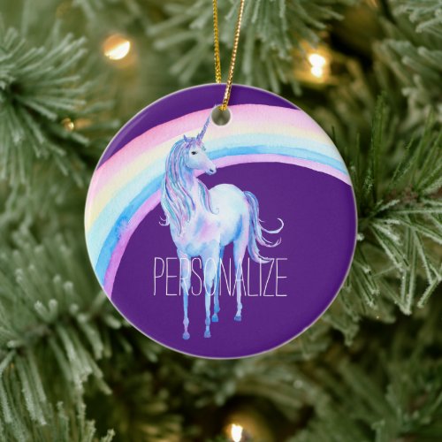 White Unicorn Ceramic Ornament