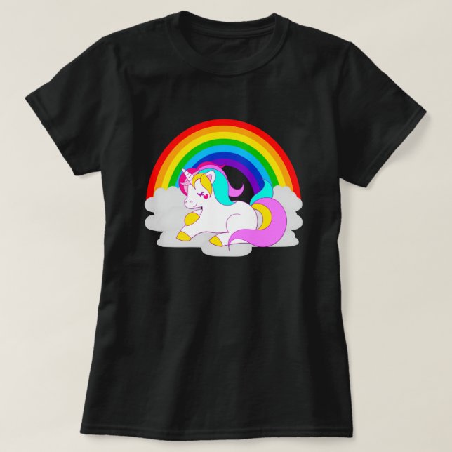 White Unicorn Cloud Rainbow Women's Basic T-Shirt (Design Front)
