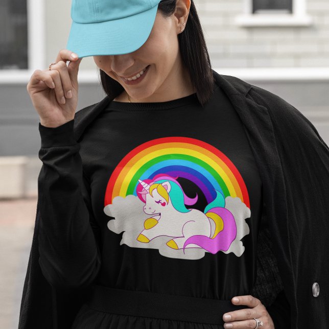 White Unicorn Cloud Rainbow Women's Long Sleeve T-Shirt (White Unicorn Cloud Rainbow Women's Long Sleeve T-Shirt)