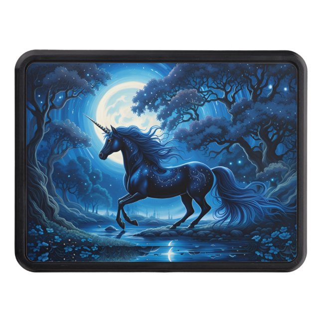 White Unicorn Fantasy Full Moon Hitch Cover (Front)