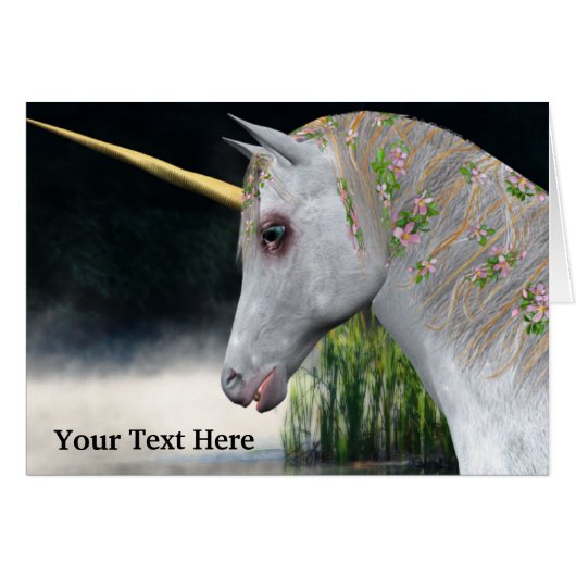 White Unicorn Fantasy Horse Photo Card (Front Horizontal)