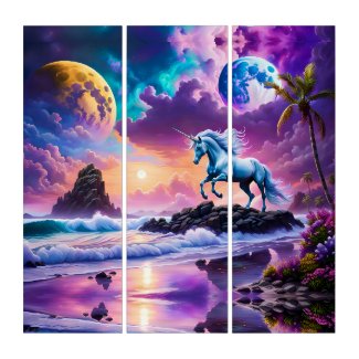 White Unicorn Fantasy Tropical Beach
