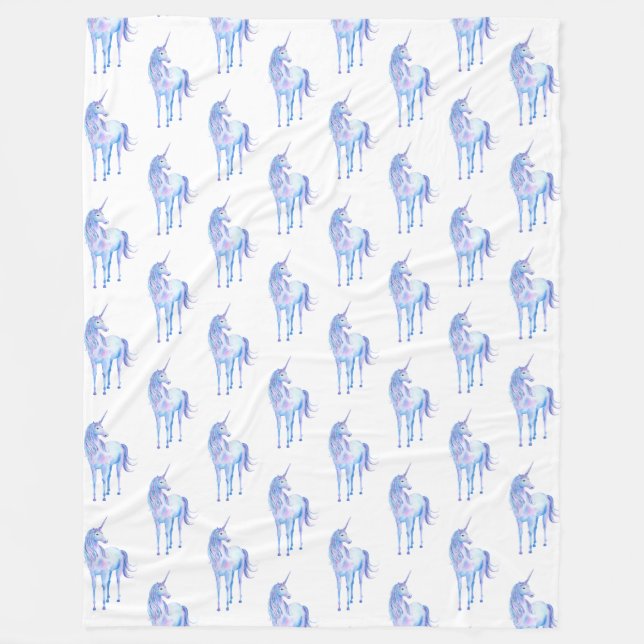 White Unicorn Fleece Blanket (Front)