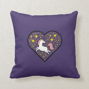 White Unicorn Flying Horse Shining Stars Glitter Throw Pillow