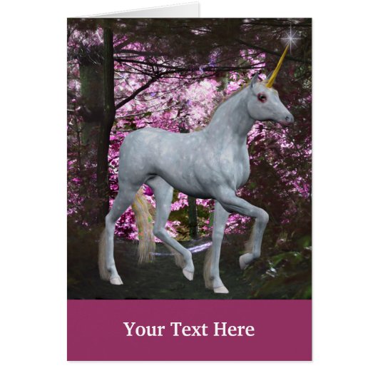 White Unicorn Forest Fantasy Horse Photo Card (Front)