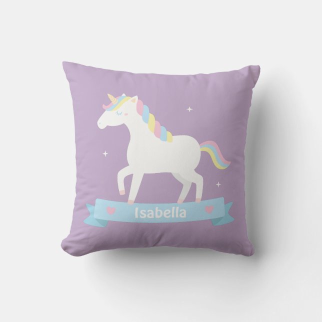 White Unicorn Girls Room Decor Throw Pillow (Front)