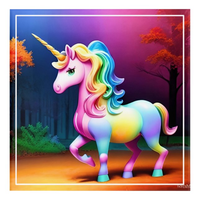 White Unicorn Horse-37474 Acrylic Print (Front)