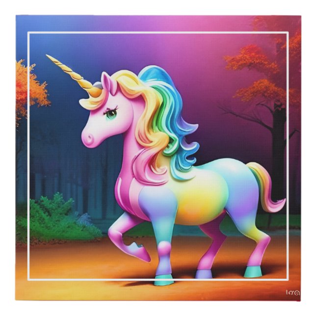 White Unicorn Horse-37474 Faux Canvas Print (Front)