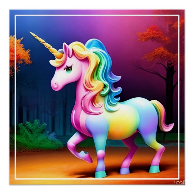 White Unicorn Horse-37474 Poster (Front)