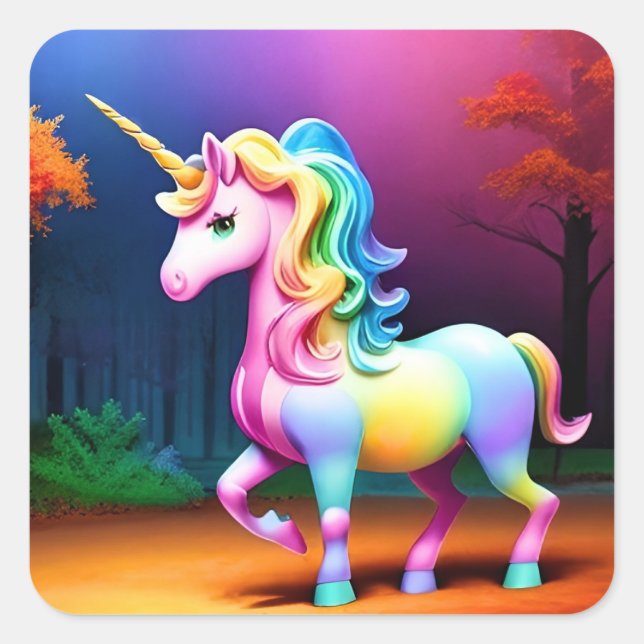 White Unicorn Horse-37474 Square Sticker (Front)
