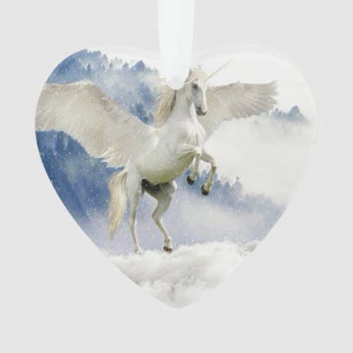 White Unicorn Horse with Wings Ornament