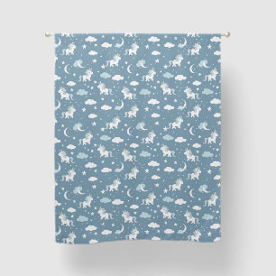 White Unicorn on Blue Baby Nursery Blackout Curtains