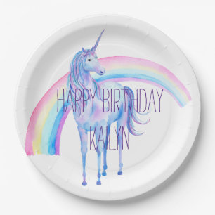 White Unicorn Paper Plates