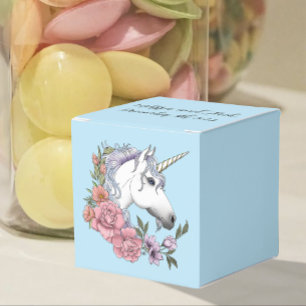 White Unicorn Pastel Floral Fantasy Favor Boxes