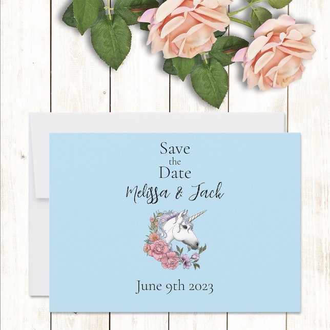 White Unicorn Pastel Floral Fantasy  Save The Date (Creator Uploaded)