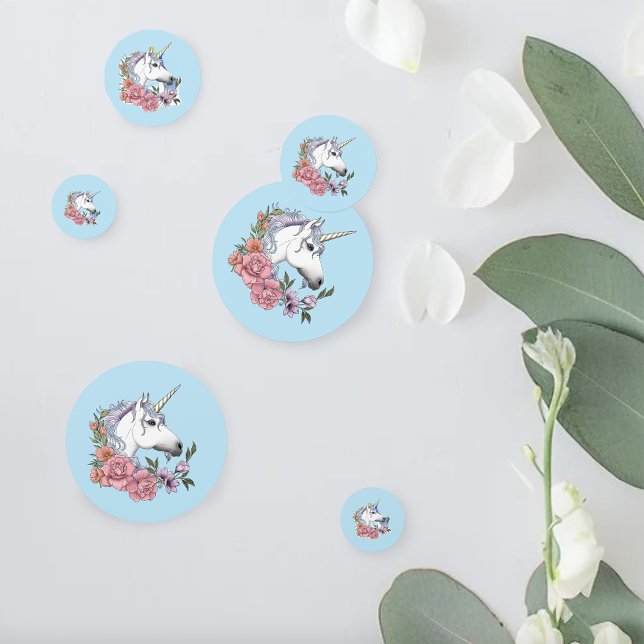 White Unicorn Pastel Floral Fantasy Wedding Confetti (Creator Uploaded)