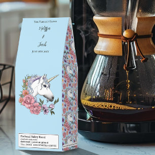 White Unicorn Pastel Floral Fantasy Wedding Roasted Coffee
