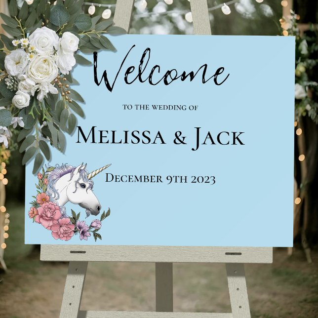 White Unicorn Pastel Floral Fantasy  Welcome Sign (Creator Uploaded)